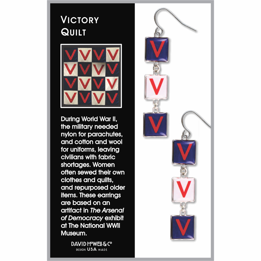 WWII Victory Quilt Earrings