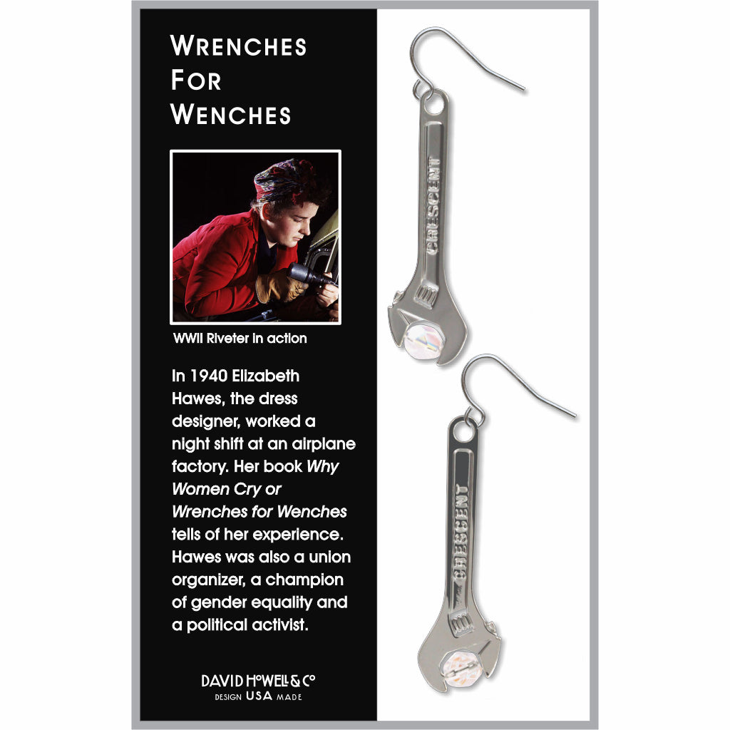 WW II Wrenches For Wenches Earrings, Crystal