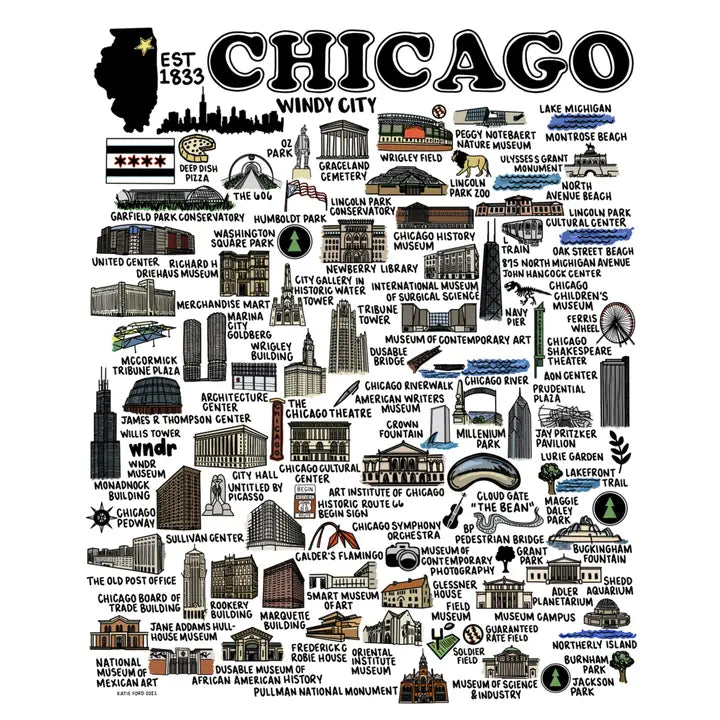 Chicago Map Print Color