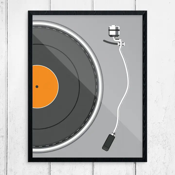 Gray LP Record Turntable Print