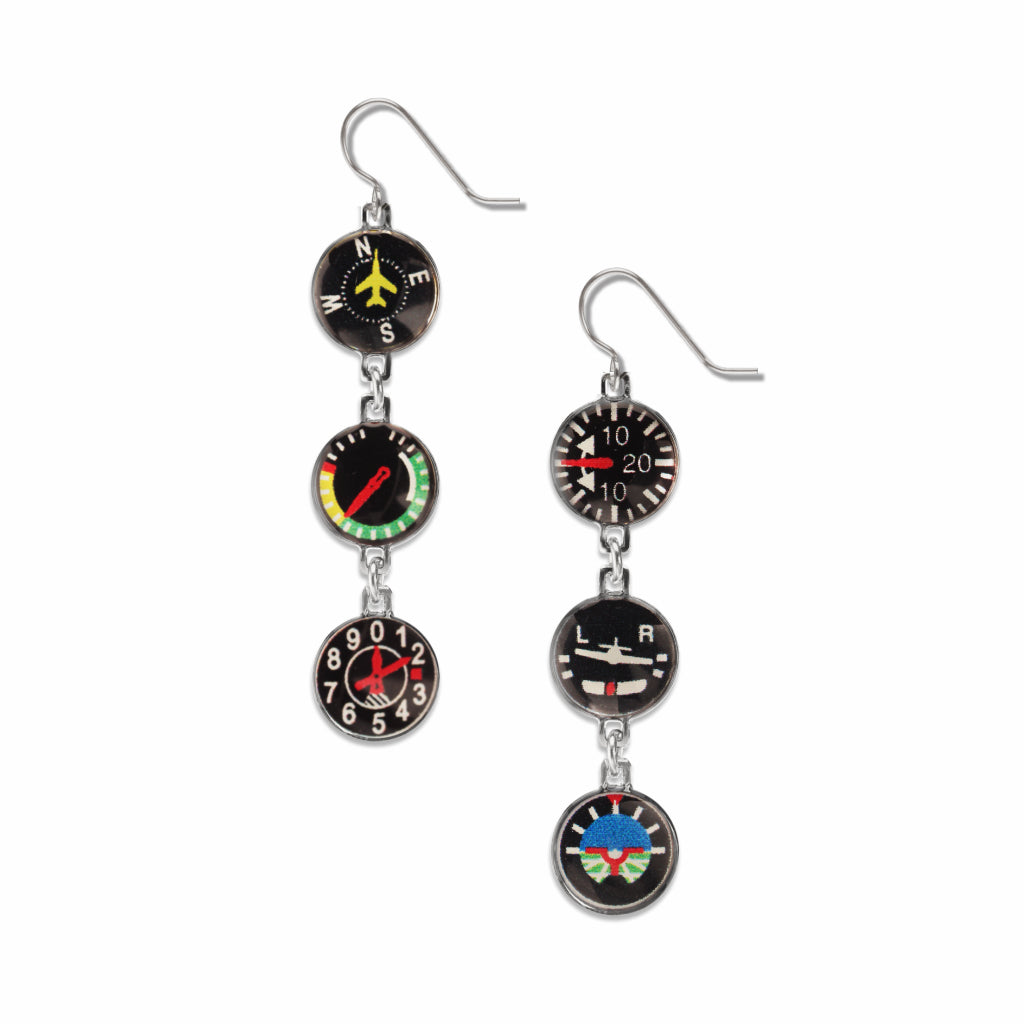 Flying Blind - Flight Instrument Dangle Earrings