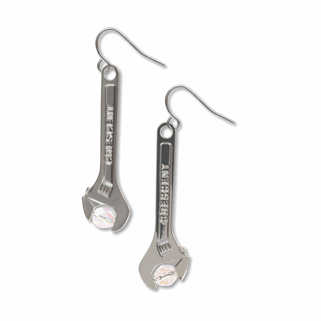 WW II Wrenches For Wenches Earrings, Crystal